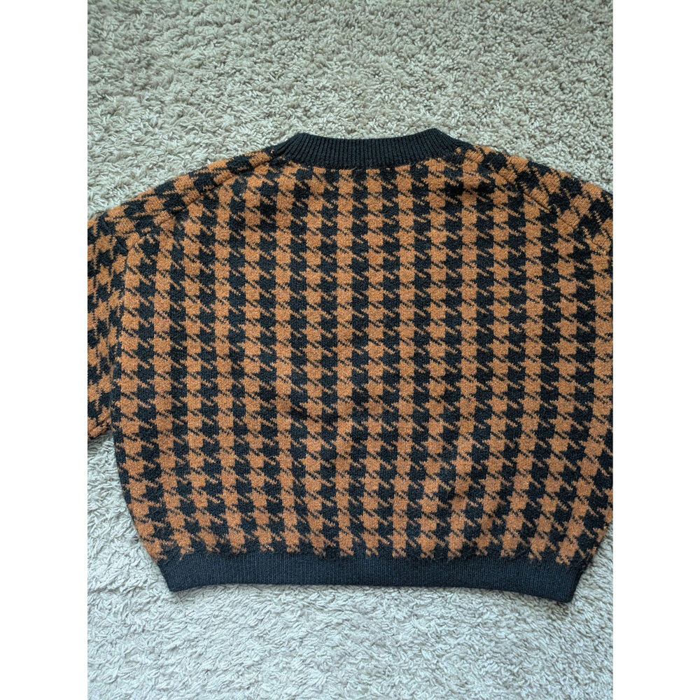 ASTR The Label Crop Sweater Womens M Brown Black Houndstooth Preppy Academia - Picture 7 of 7